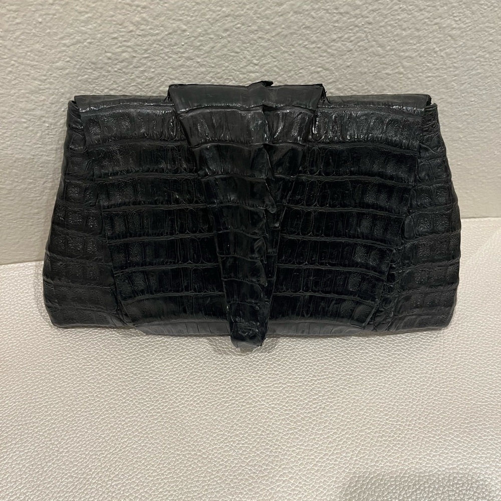 Vintage crocodile black clutch